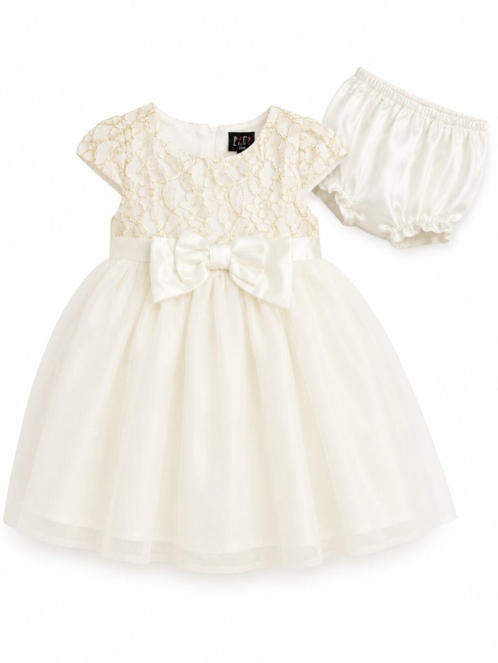 Lilt Ivory Gold Lace Flower Girl Dress 24M Special Occasion Dress Bloomers